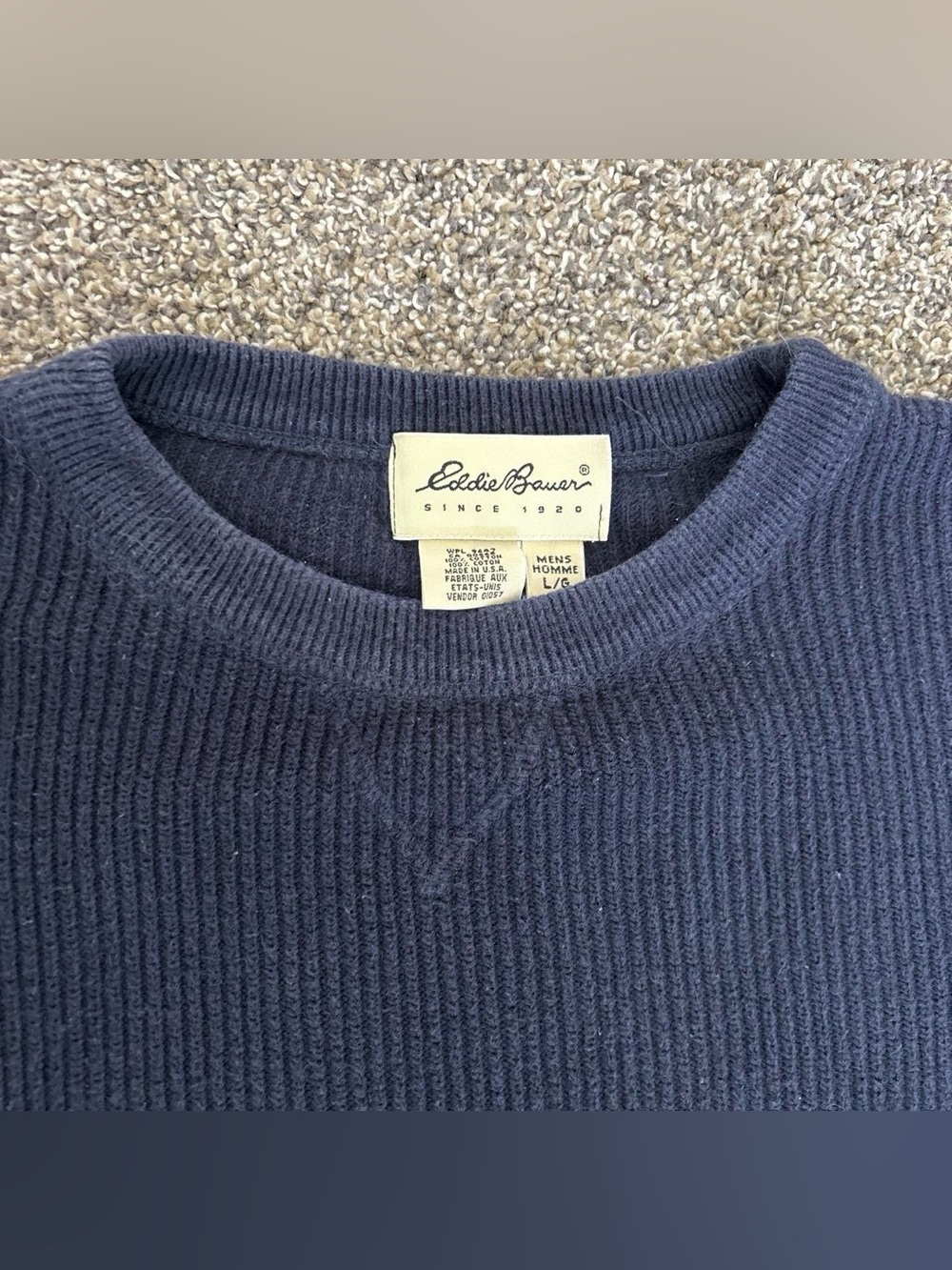 Eddie Bauer Navy Cotton Knit Sweater - Picture 3 of 4